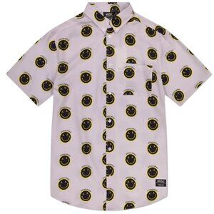 Mens Womens WeSC Oden Button Up Shirt HAPPY Smiley Face Size Sm Med L XL XXL NWT